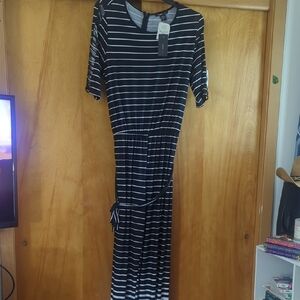 Robert Louis Black and White Tie Front Sheath Dress